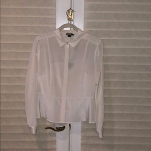 DKNY white silk button down with camisole